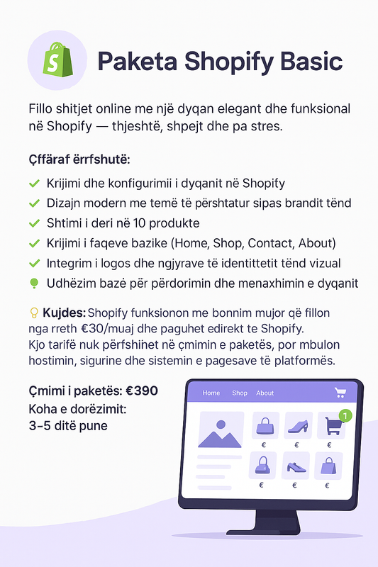 🛍️ Paketa Shopify Basic